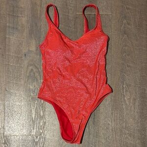 No Boundaries Red Shimmer Swimsuit